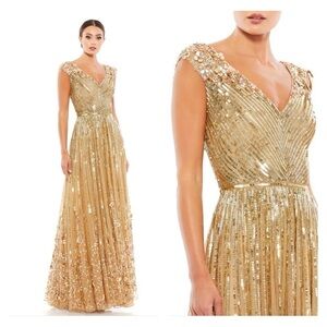 Mac Duggal 5223 SEQUIN FLORAL EMBELLISHED EVENING GOWN